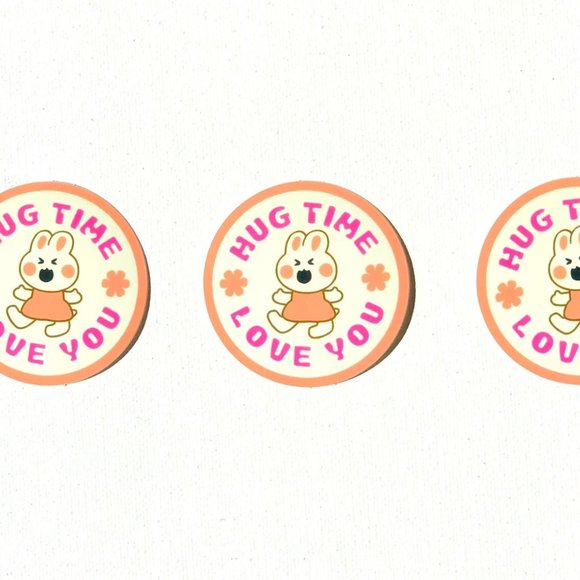 5PC Round Bunny Cute Sticker |Journals Sticker|Vinyl Sticker Cute Round Sticker - Picture 5 of 5